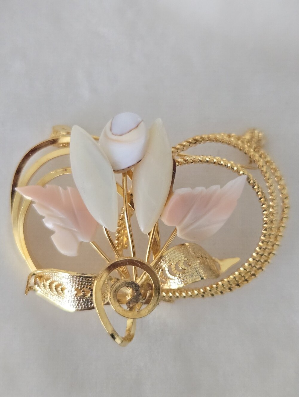 Vintage delicate floral spray brooch from 1970's